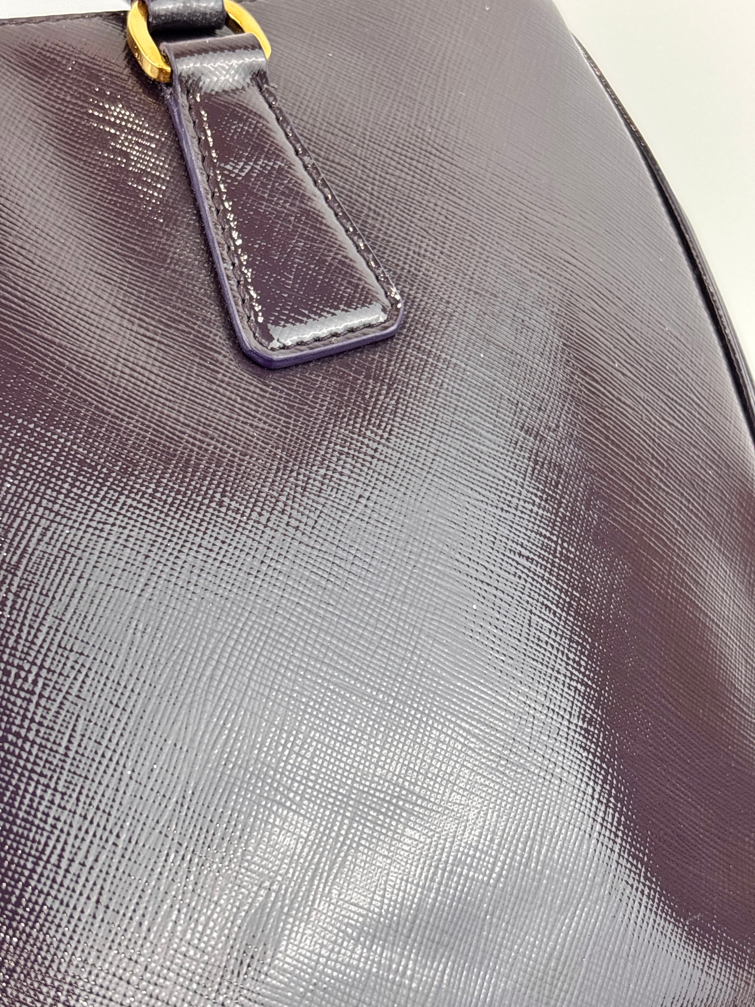 Galleria Medium Saffiano Double Zip Tote Purple Patent