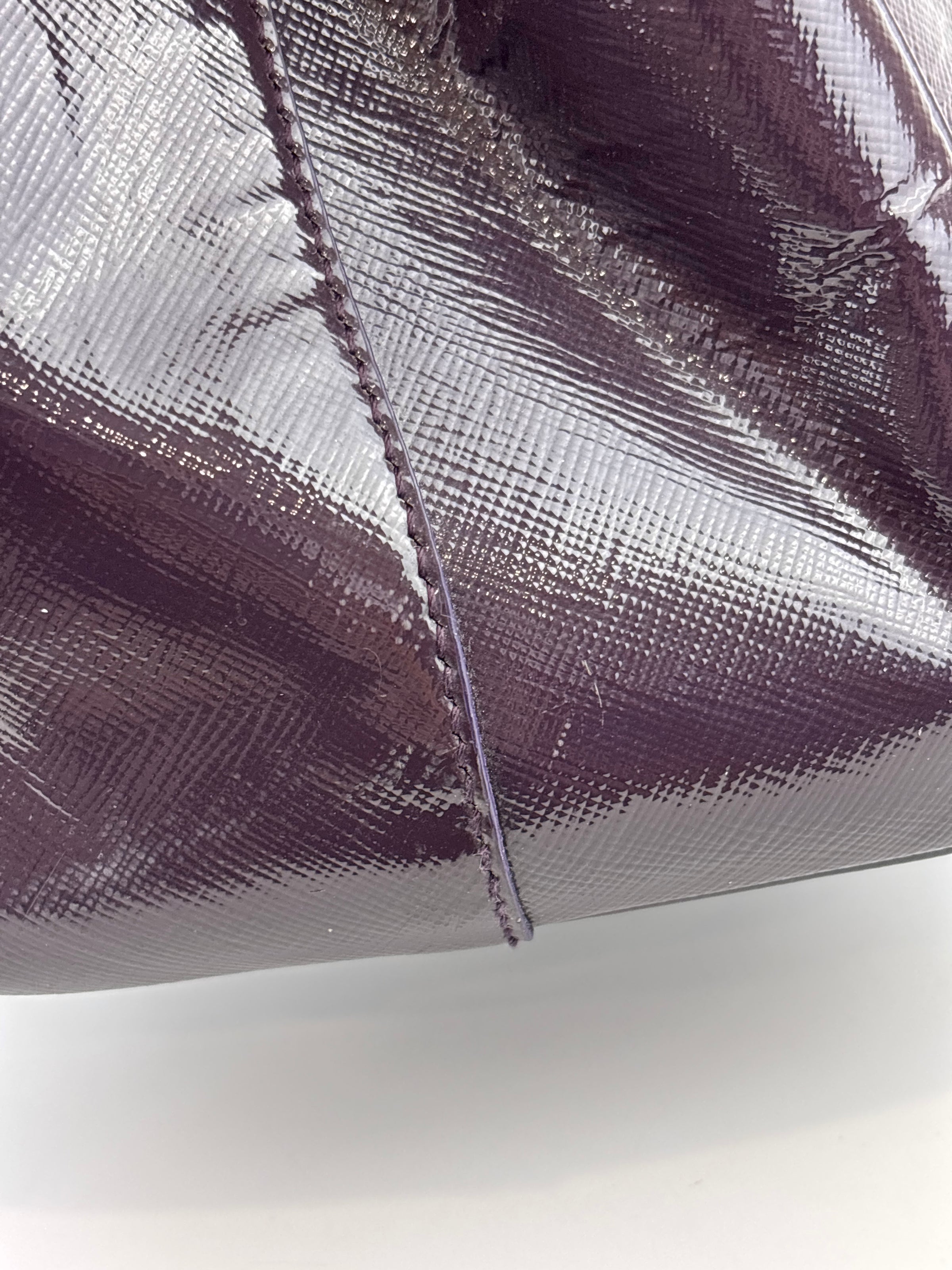 Galleria Medium Saffiano Double Zip Tote Purple Patent