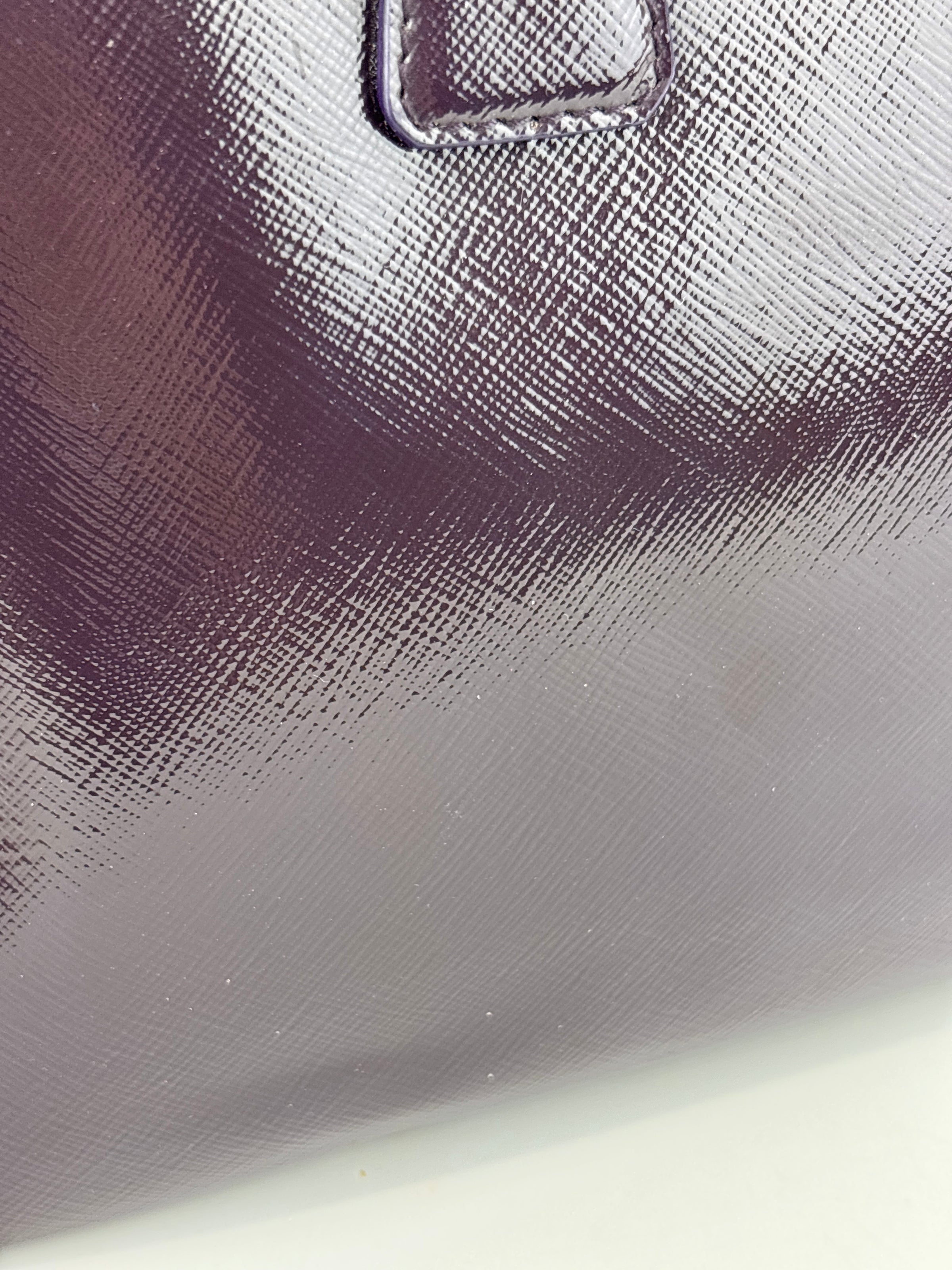 Galleria Medium Saffiano Double Zip Tote Purple Patent