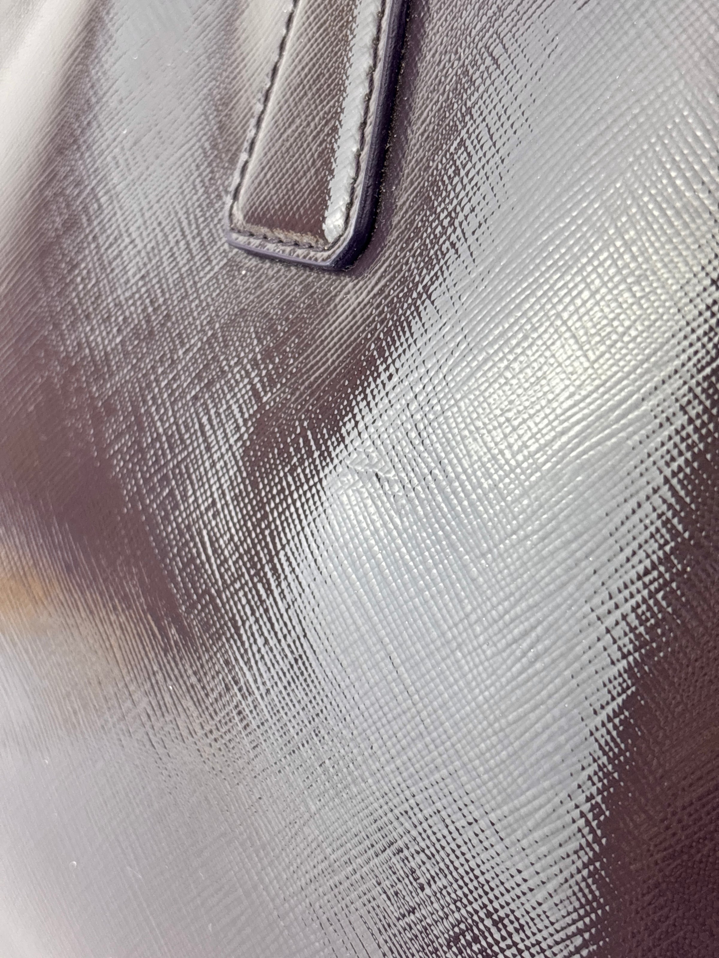 Galleria Medium Saffiano Double Zip Tote Purple Patent