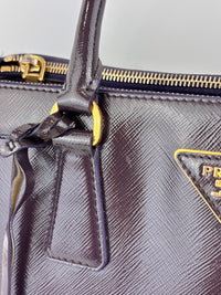 Galleria Medium Saffiano Double Zip Tote Purple Patent