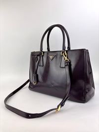 Galleria Medium Saffiano Double Zip Tote Purple Patent