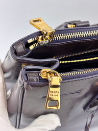 Galleria Medium Saffiano Double Zip Tote Purple Patent