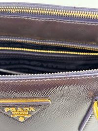 Galleria Medium Saffiano Double Zip Tote Purple Patent