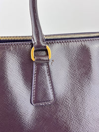 Galleria Medium Saffiano Double Zip Tote Purple Patent