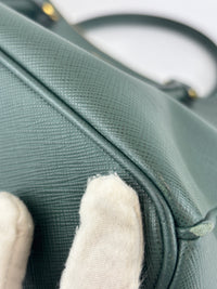 BN2274 Saffiano Medium Galleria Double Zip Tote Emerald Green GHW