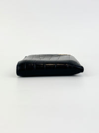 Black Croc Embossed Leather Bifold Wallet