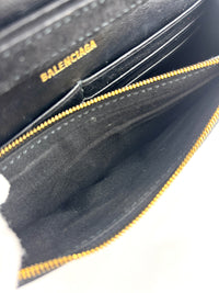 Hourglass Wallet On Chain Black Suede with Allover Logo Rhinestones GHW