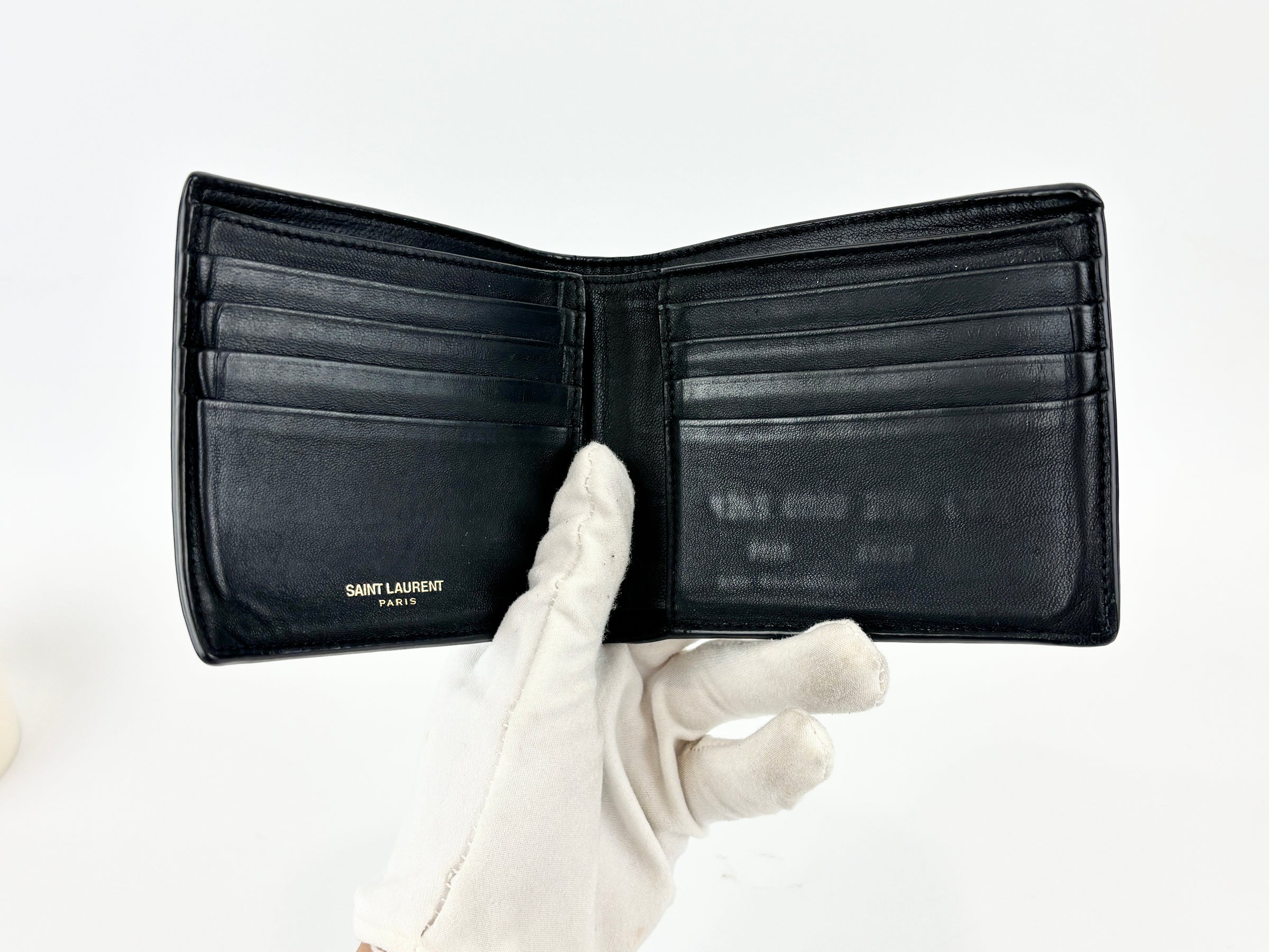 Black Croc Embossed Leather Bifold Wallet