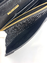 Hourglass Wallet On Chain Black Suede with Allover Logo Rhinestones GHW