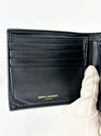 Black Croc Embossed Leather Bifold Wallet