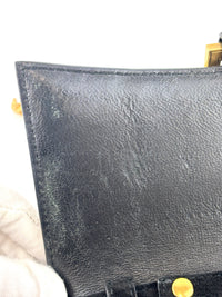 Hourglass Wallet On Chain Black Suede with Allover Logo Rhinestones GHW