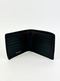 Black Croc Embossed Leather Bifold Wallet