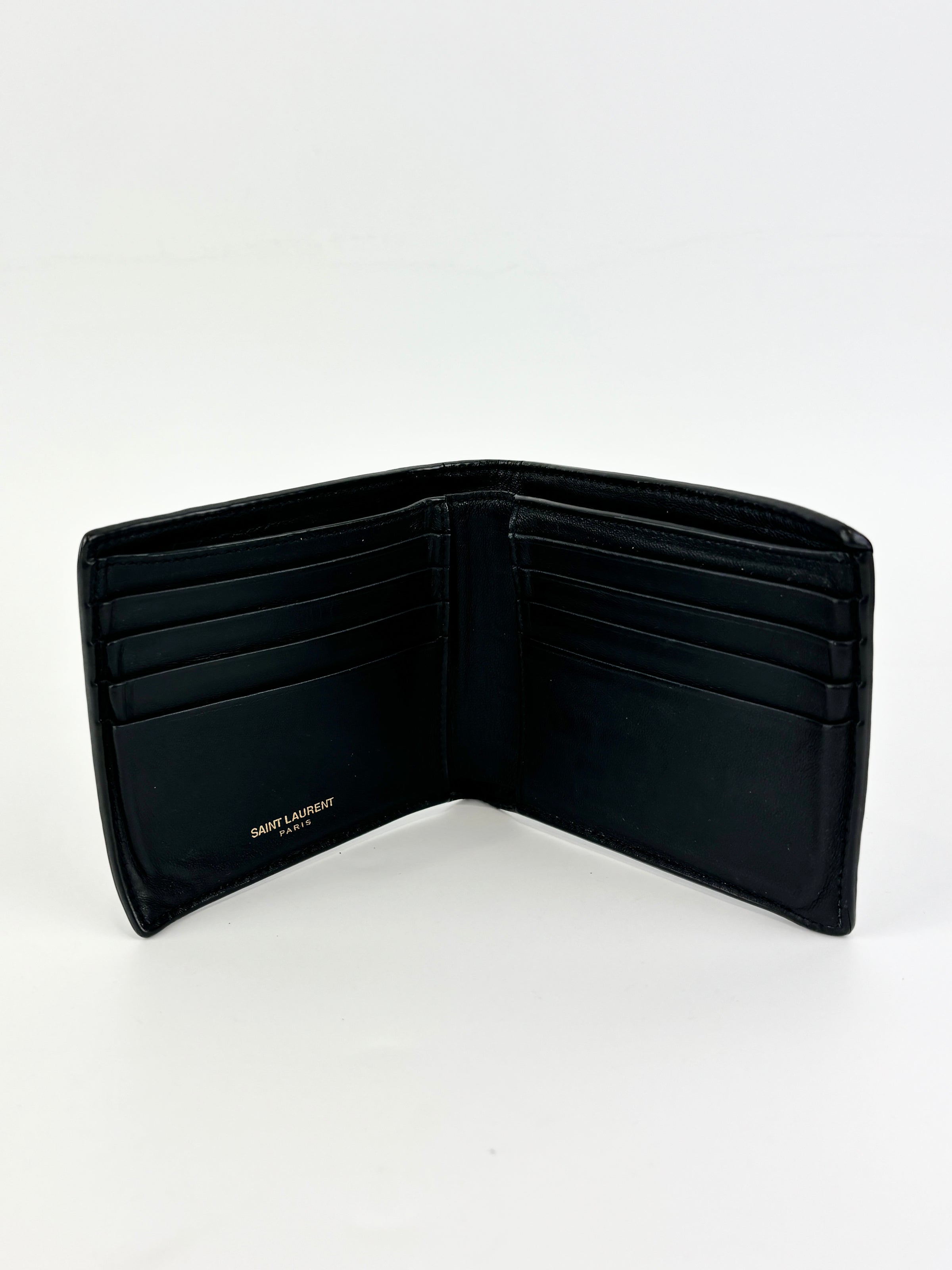 Black Croc Embossed Leather Bifold Wallet
