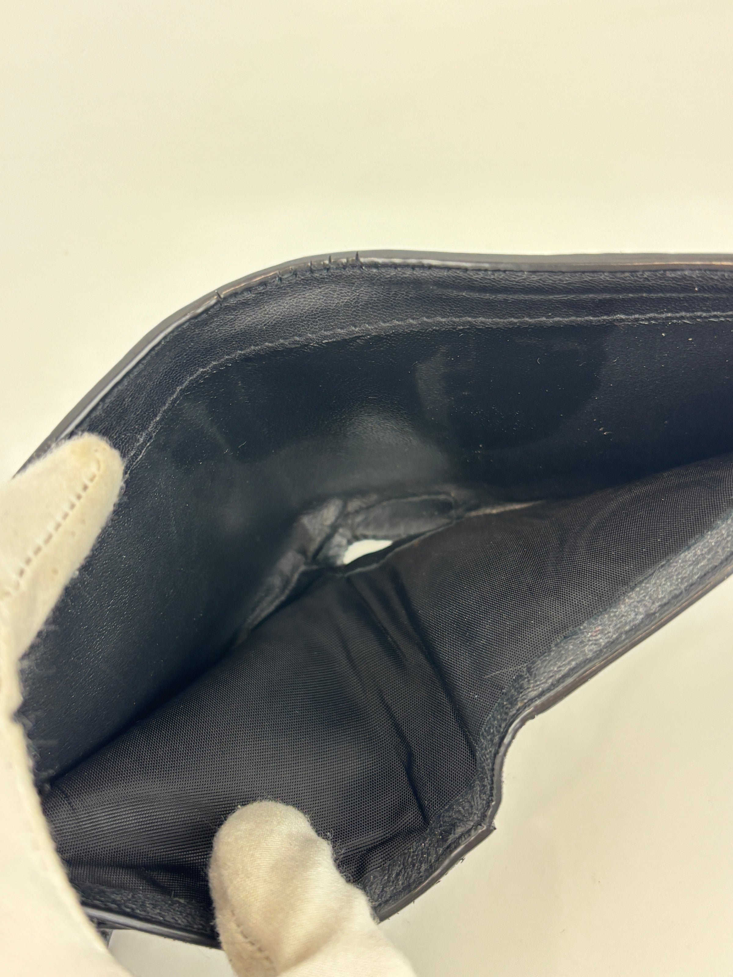 Black Croc Embossed Leather Bifold Wallet