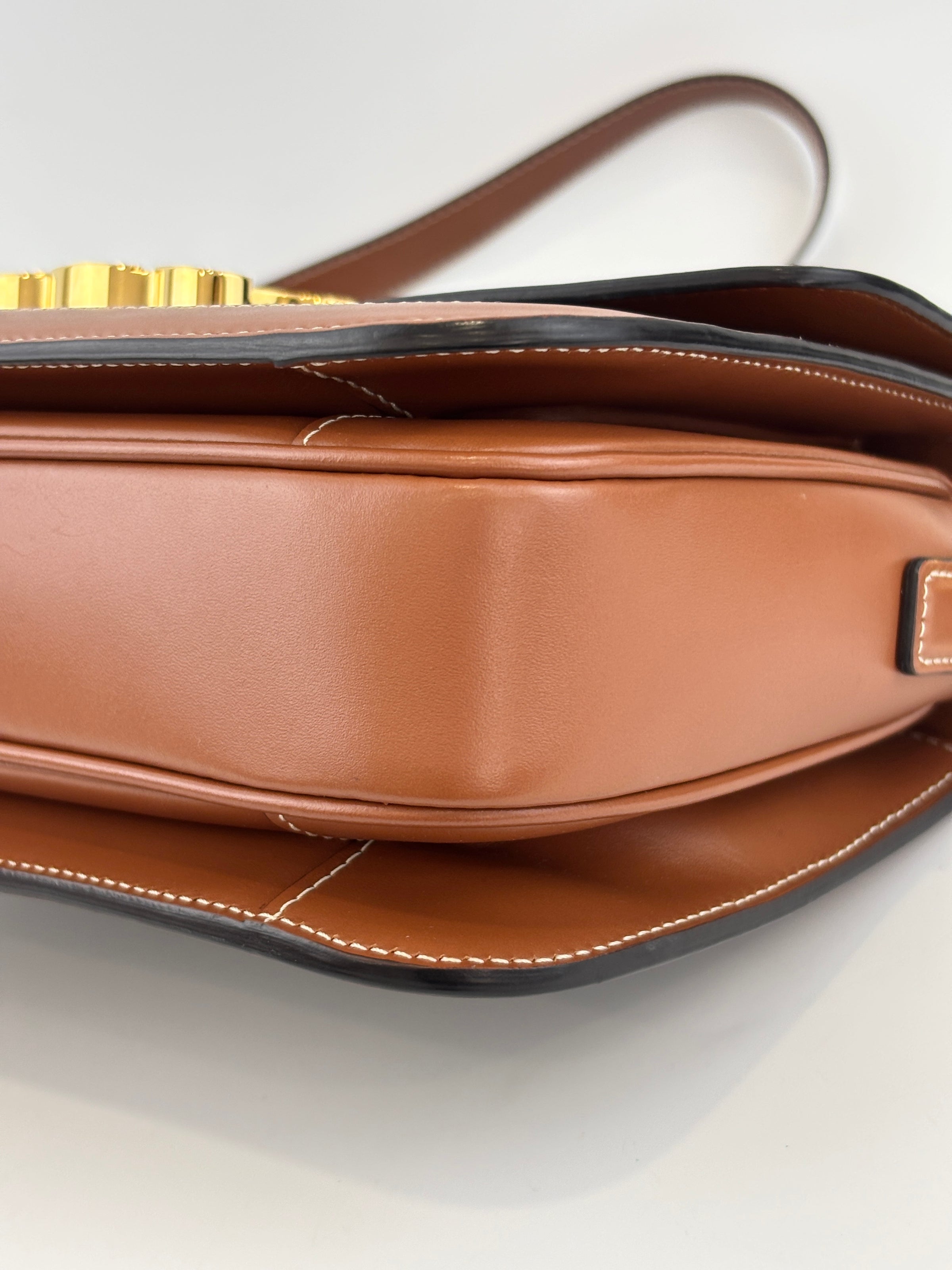 Medium Triomphe Canvas Calfskin Tan Bag