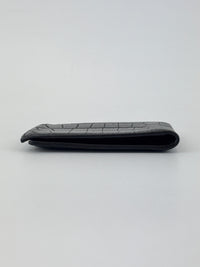 Black Croc Embossed Leather Bifold Card Holder