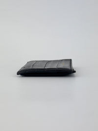 Black Croc Embossed Leather Bifold Card Holder