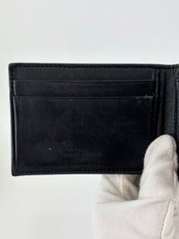 Black Croc Embossed Leather Bifold Card Holder