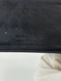 Black Croc Embossed Leather Bifold Card Holder