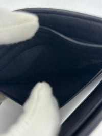 Black Croc Embossed Leather Bifold Card Holder