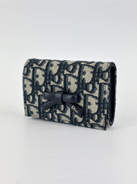 Dior Promenade Glycine Wallet Blue Dior Oblique Jacquard