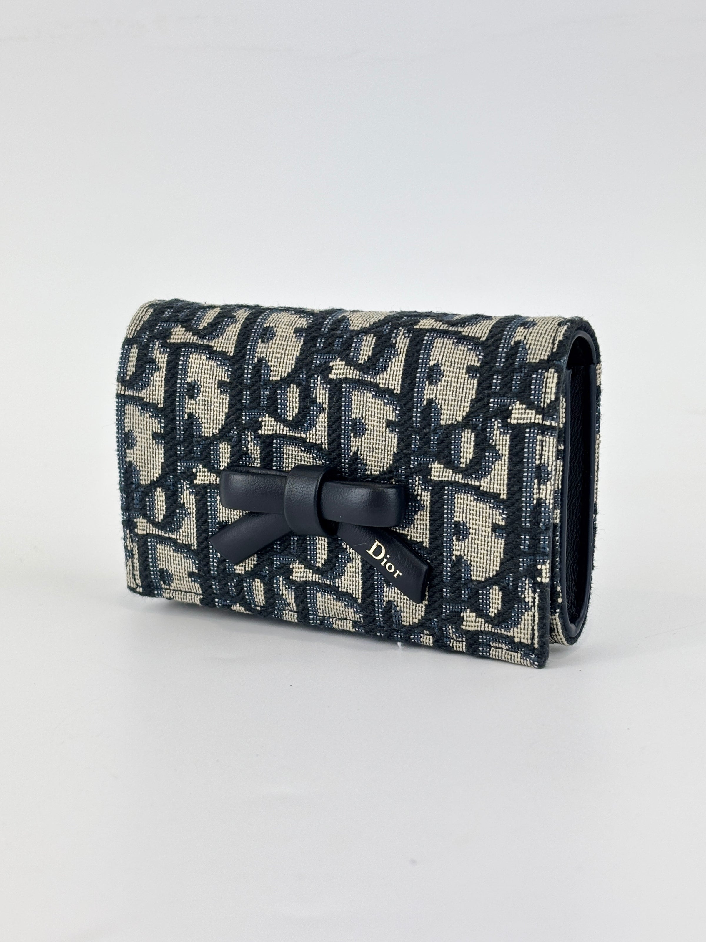 Dior Promenade Glycine Wallet Blue Dior Oblique Jacquard