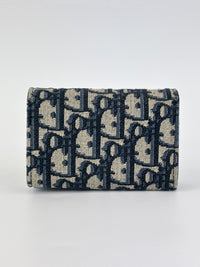 Dior Promenade Glycine Wallet Blue Dior Oblique Jacquard