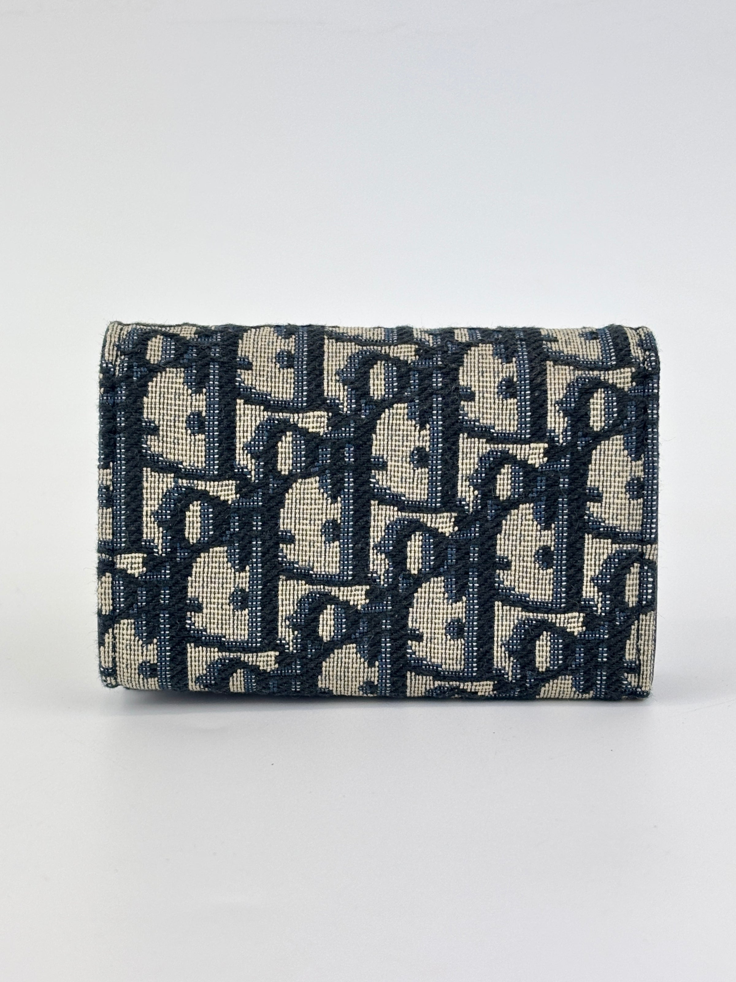 Dior Promenade Glycine Wallet Blue Dior Oblique Jacquard