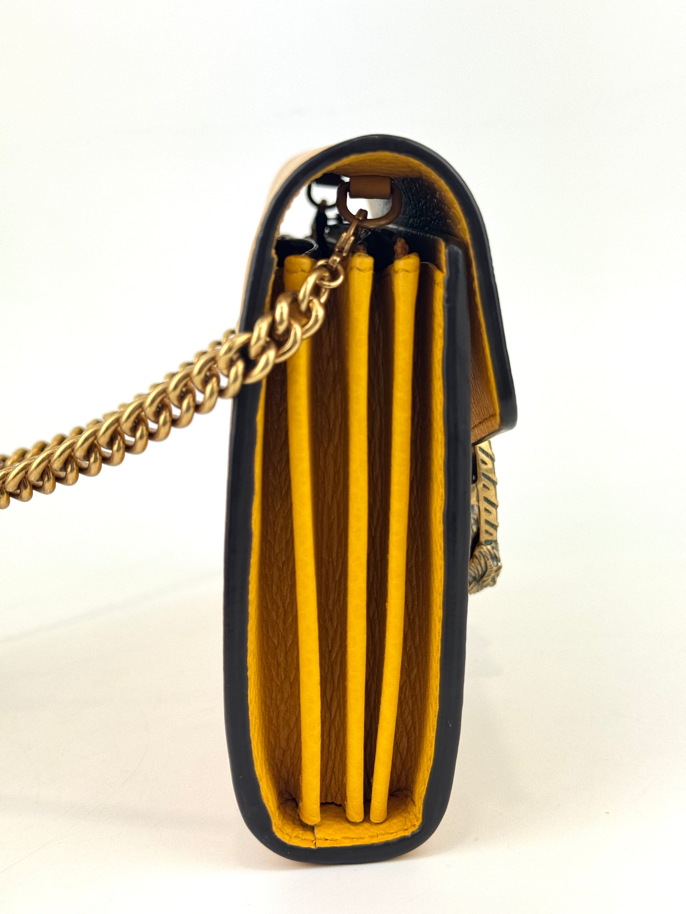 521550 Mustard Yellow Garden Series Bat Dionysus Wallet on Chain - Glampot