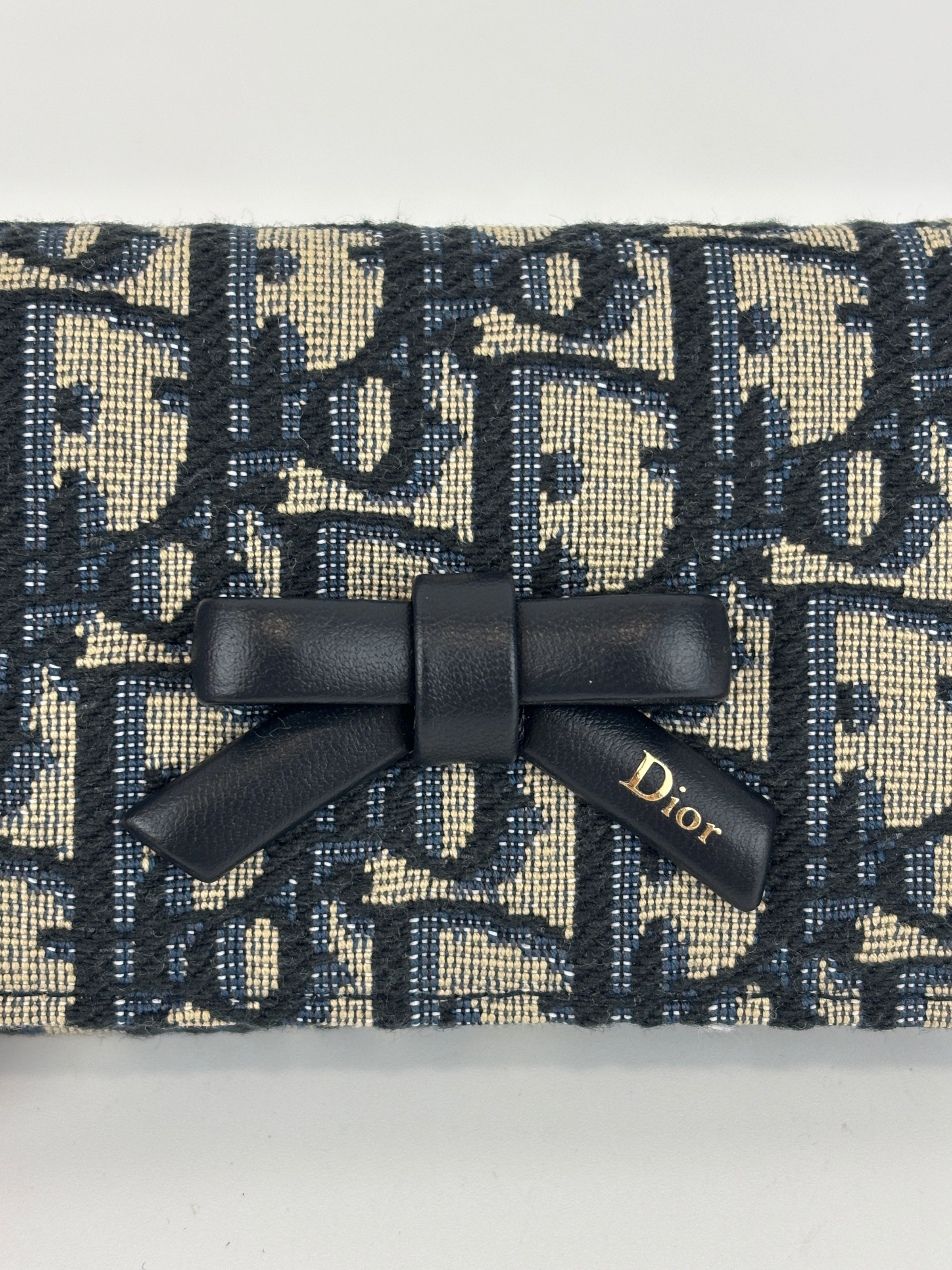 Dior Promenade Glycine Wallet Blue Dior Oblique Jacquard