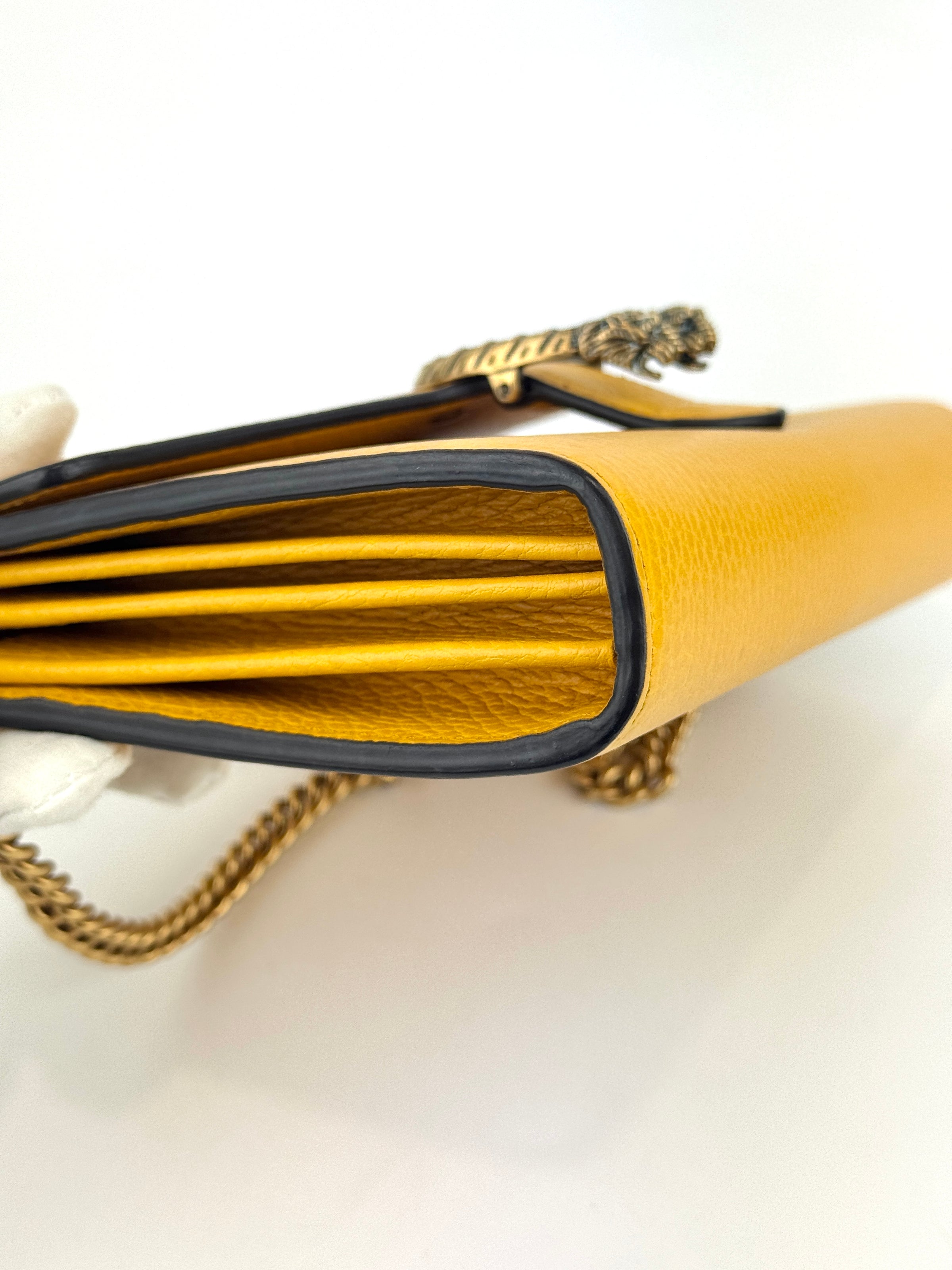 521550 Mustard Yellow Garden Series Bat Dionysus Wallet on Chain - Glampot