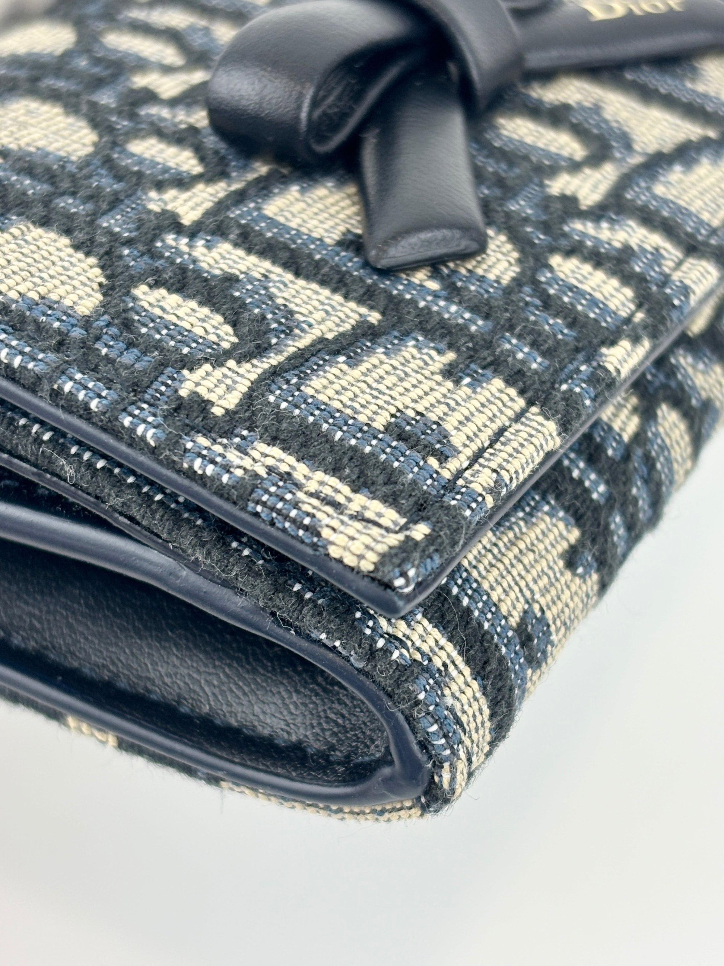 Dior Promenade Glycine Wallet Blue Dior Oblique Jacquard