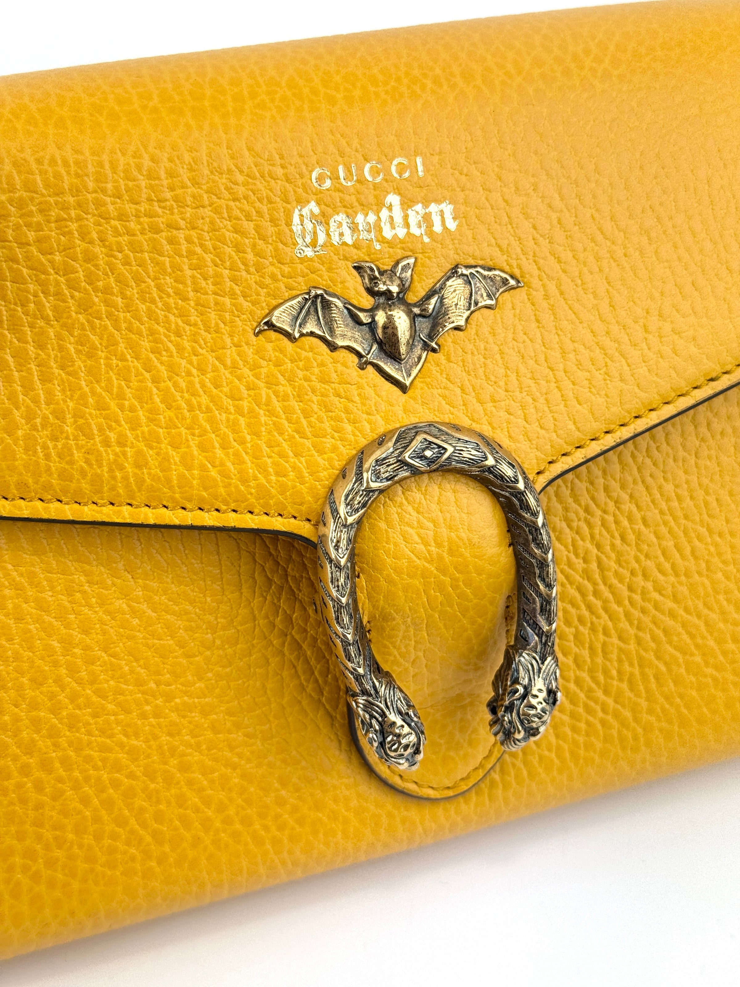 521550 Mustard Yellow Garden Series Bat Dionysus Wallet on Chain - Glampot
