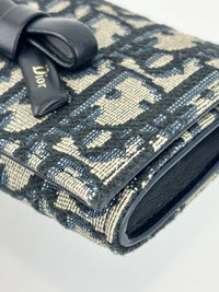 Dior Promenade Glycine Wallet Blue Dior Oblique Jacquard