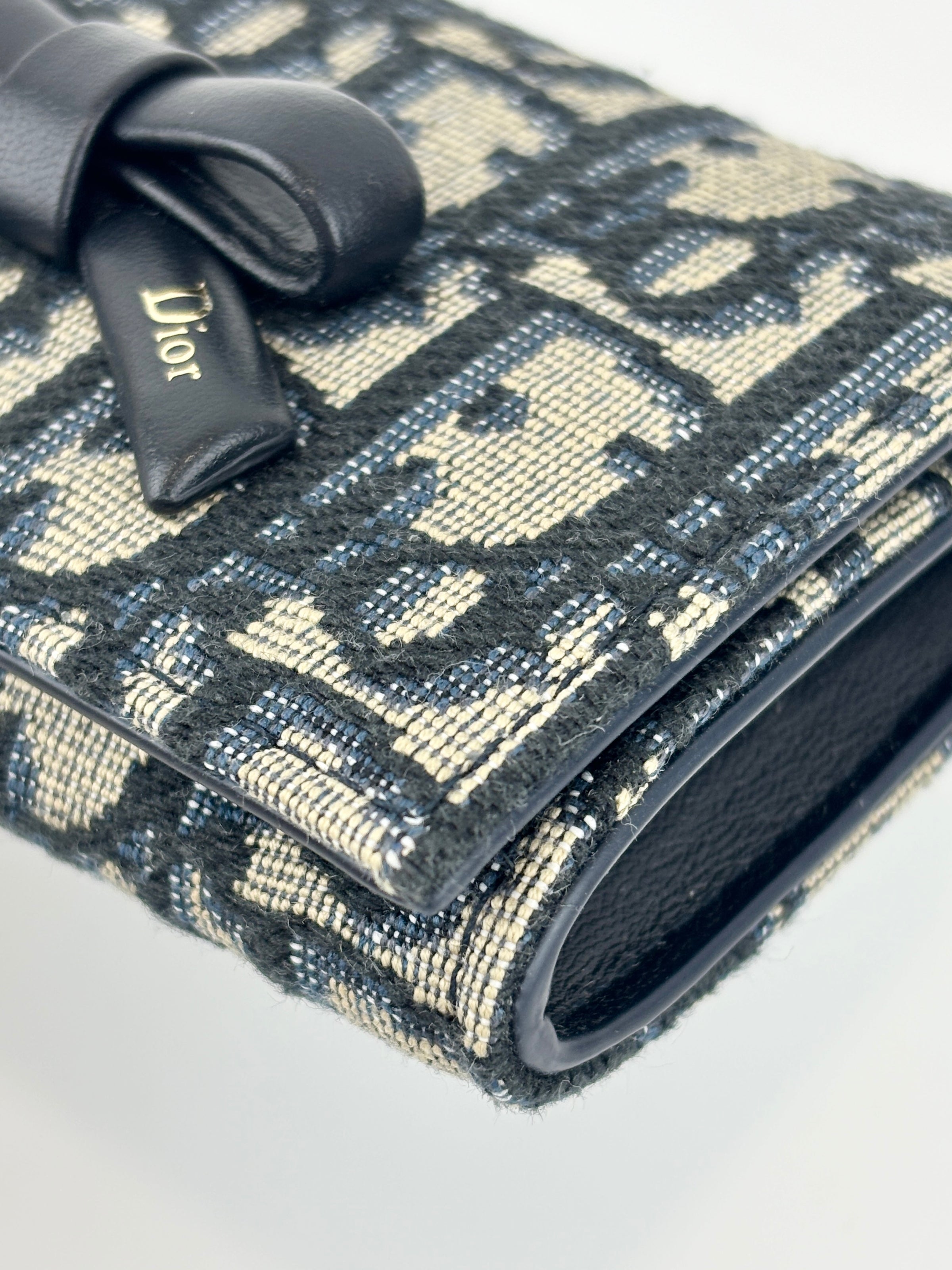 Dior Promenade Glycine Wallet Blue Dior Oblique Jacquard