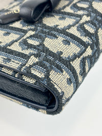 Dior Promenade Glycine Wallet Blue Dior Oblique Jacquard