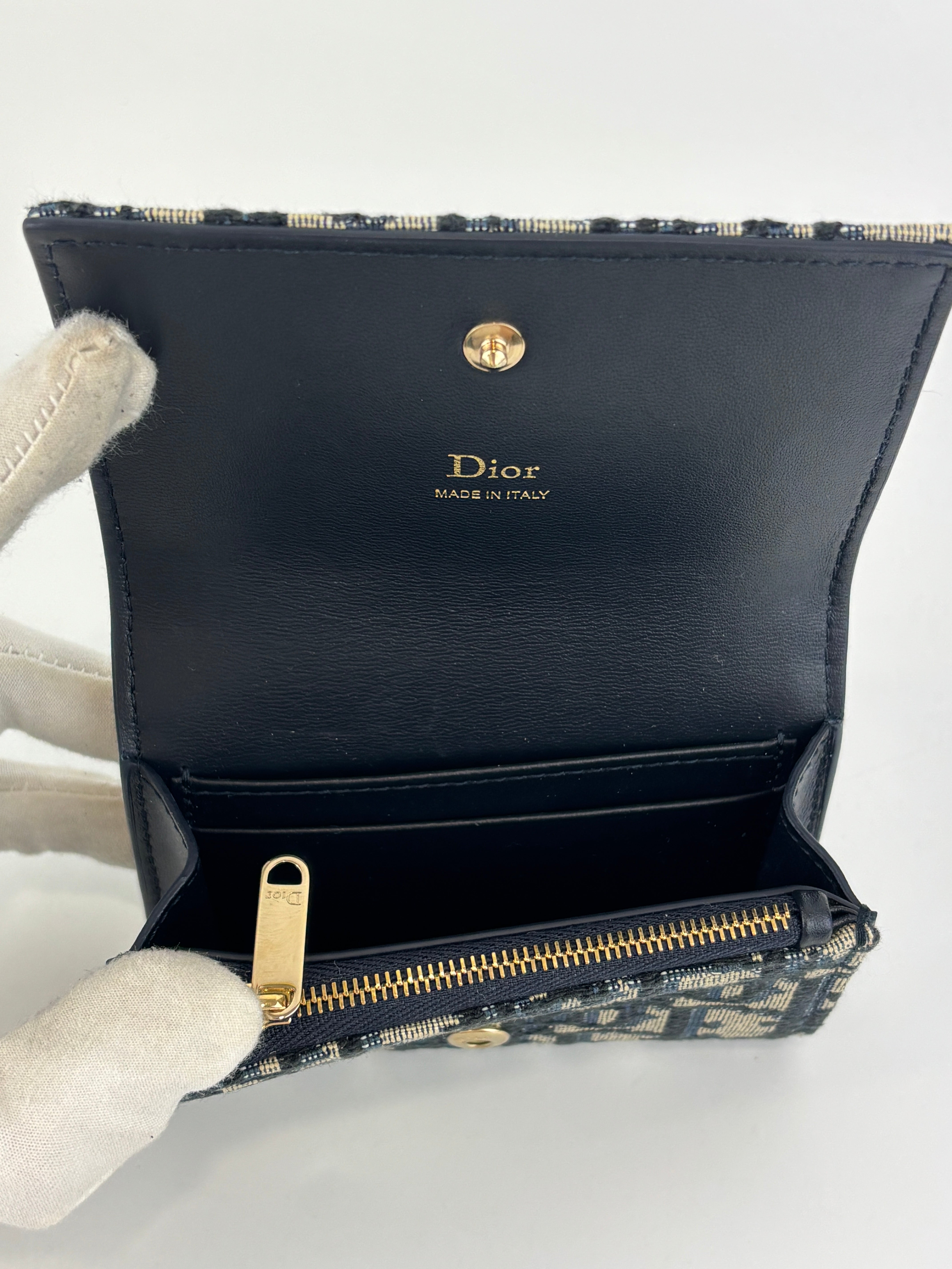 Dior Promenade Glycine Wallet Blue Oblique Jacquard – Glampot