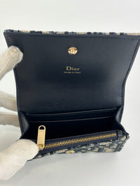 Dior Promenade Glycine Wallet Blue Dior Oblique Jacquard