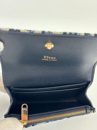 Dior Promenade Glycine Wallet Blue Dior Oblique Jacquard