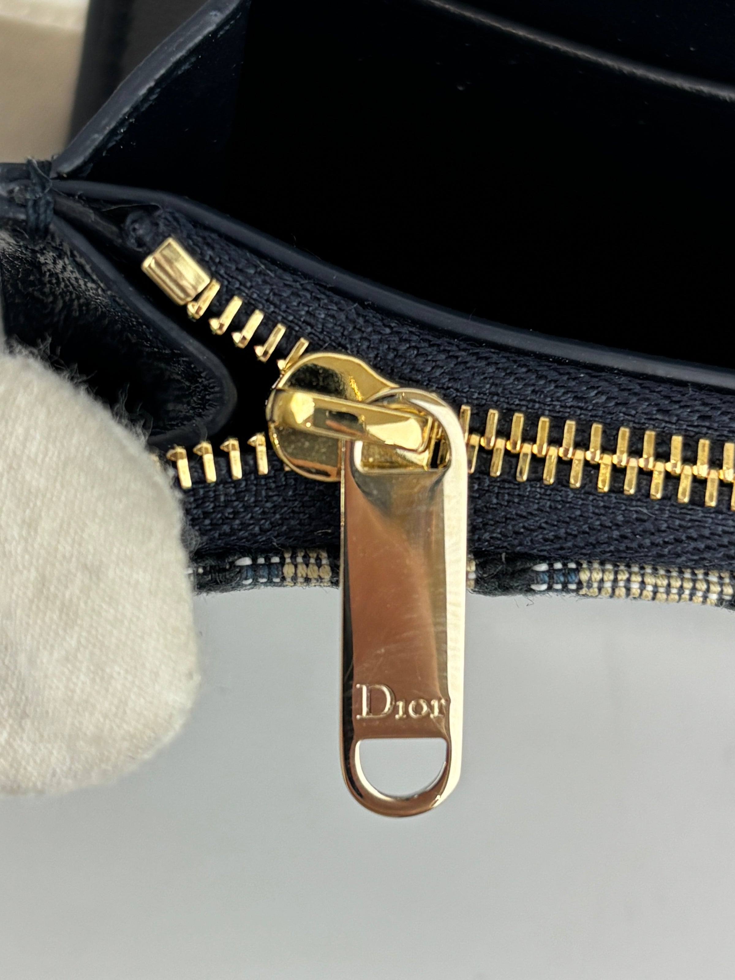Dior Promenade Glycine Wallet Blue Dior Oblique Jacquard