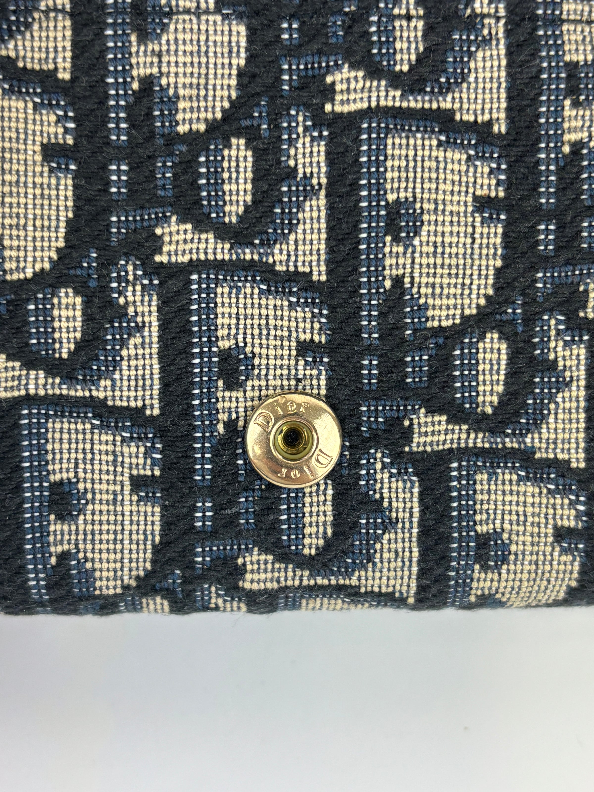 Dior Promenade Glycine Wallet Blue Dior Oblique Jacquard