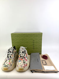 x Balenciaga Cream Floral Print Leather The Hacker Project Triple S Sneakers