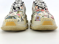 x Balenciaga Cream Floral Print Leather The Hacker Project Triple S Sneakers