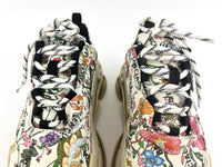 x Balenciaga Cream Floral Print Leather The Hacker Project Triple S Sneakers