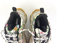 x Balenciaga Cream Floral Print Leather The Hacker Project Triple S Sneakers