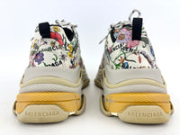 x Balenciaga Cream Floral Print Leather The Hacker Project Triple S Sneakers