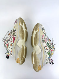 x Balenciaga Cream Floral Print Leather The Hacker Project Triple S Sneakers