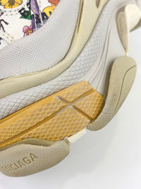 x Balenciaga Cream Floral Print Leather The Hacker Project Triple S Sneakers