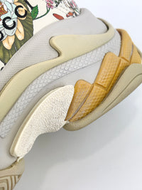 x Balenciaga Cream Floral Print Leather The Hacker Project Triple S Sneakers